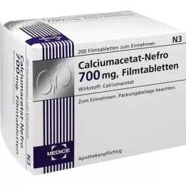 CALCIUMACETAT NEFRO 700 mg õhukese polümeerikattega tabletid, 200 tk