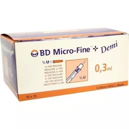 BD MICRO-FINE+ insuliinisüstel 0,3 ml U100 0,3x8 mm, 100 tk