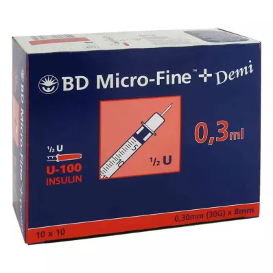 BD MICRO-FINE+ insuliinisüstel 0,3 ml U100 0,3x8 mm, 100 tk