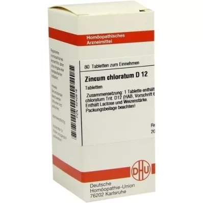ZINCUM CHLORATUM D 12 tabletti, 80 tk
