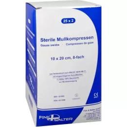 MULLKOMPRESSEN 10x20 cm steriilne 8x, 25X2 tk
