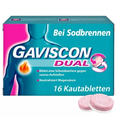 GAVISCON Dual 250mg/106,5mg/187,5mg närimistabletid, 16 tk