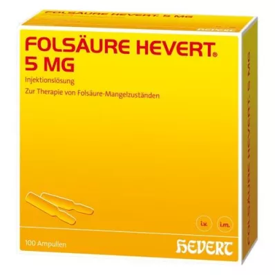 FOLSÄURE HEVERT 5 mg ampullid, 100 tk