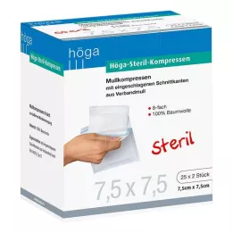 HÖGA-KOMPRESSEN 7,5x7,5 cm steriilne 8x, 25X2 tk