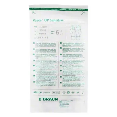 VASCO OP Tundlikud kindad, steriilsed, puudrita, suurus 6,5, 2 tk