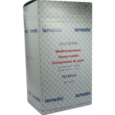 MULLKOMPRESSEN 10x20 cm steriilne 12-kordne 17-niit, 50 tk