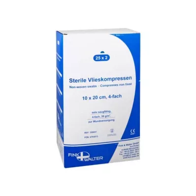 Fliiskompressid 10x20 cm steriilsed 4-kordsed, 25x2 tk