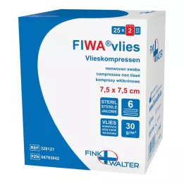 VLIESKOMPRESSEN 7,5x7,5 cm steriilne 6x, 25X2 tk