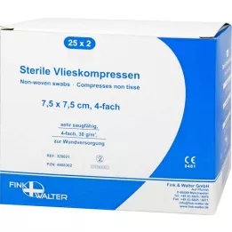 VLIESKOMPRESSEN 7,5x7,5 cm steriilsed 4-kordsed, 25X2 tk