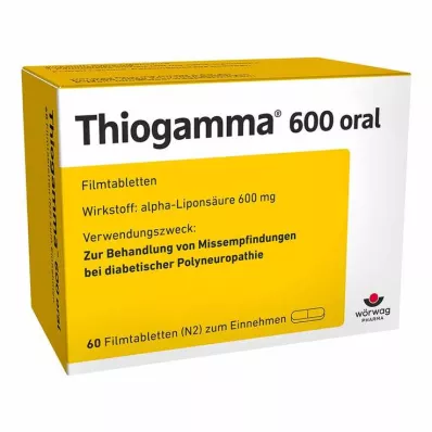 THIOGAMMA 600 suukaudset õhukese polümeerikattega tabletti, 60 tk THIOGAMMA 600 suukaudset õhukese polümeerikattega tabletti, 60 tk