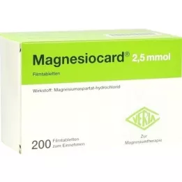MAGNESIOCARD 2,5 mmol õhukese polümeerikattega tabletid, 200 tk