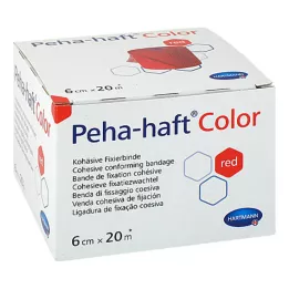 PEHA-HAFT Värviline fikseerimisside 6 cmx20 m punane, 1 tk