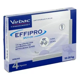 EFFIPRO 134 mg pip.lahus tilgutamiseks.keskmise suurusega koerale, 4 tk