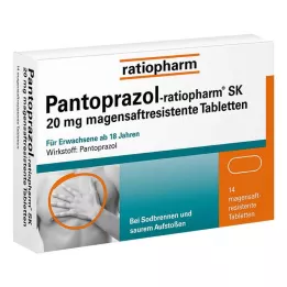 PANTOPRAZOL-ratiopharm SK 20 mg enterofeediga kaetud tabletid, 14 tk