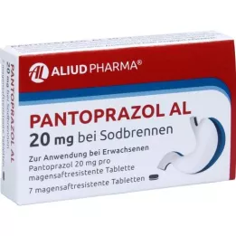 PANTOPRAZOL AL 20 mg kõrvetiste puhul kõhuga kaetud tabletid, 7 tk