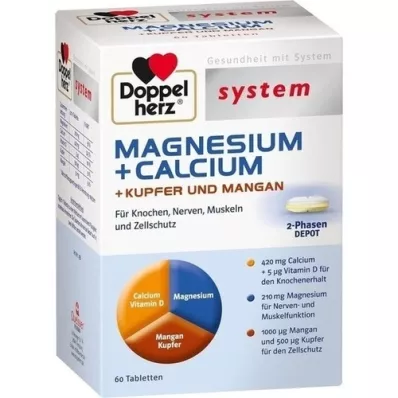 DOPPELHERZ Magneesium + kaltsium + vask + mangaan süst. tab, 60 tk