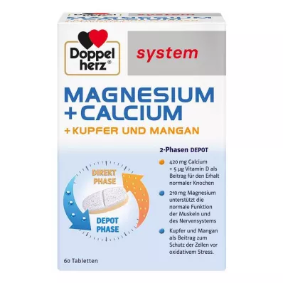 DOPPELHERZ Magneesium + kaltsium + vask + mangaan süst. tab, 60 tk