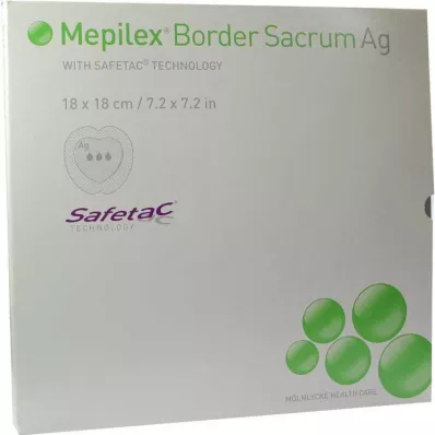 Mepilex Border Sacrum Ag side 18x18cm, 5 tk
