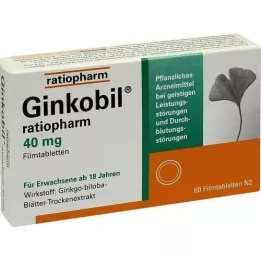 GINKOBIL-ratiopharm 40 mg õhukese polümeerikattega tabletid, 60 tk