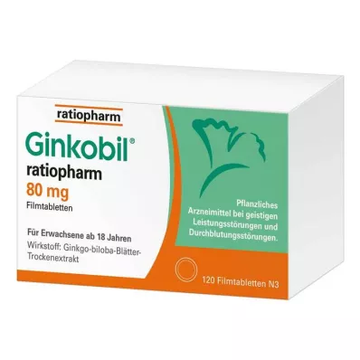GINKOBIL-ratiopharm 80 mg õhukese polümeerikattega tabletid, 120 tk GINKOBIL-ratiopharm 80 mg õhukese polümeerikattega tabletid, 120 tk