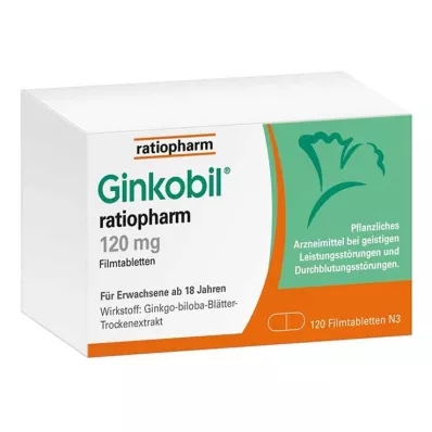 GINKOBIL-ratiopharm 120 mg õhukese polümeerikattega tabletid, 120 tk GINKOBIL-ratiopharm 120 mg õhukese polümeerikattega tabletid, 120 tk