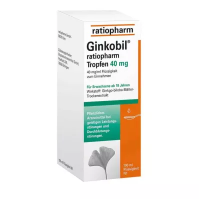 Ginkobil ratiopharm 40mg koos Ginkgo biloba tilkadega, 100 ml