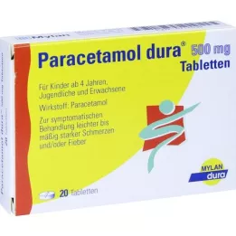 PARACETAMOL dura 500 mg tabletid, 20 tk