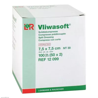 VLIWASOFT Lõikekompressid 7,5x7,5 cm steriilsed 4l, 50X2 tk