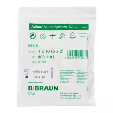 ASKINA Sidekompressid 5x5 cm steriilsed, 5X2 tk ASKINA Sidekompressid 5x5 cm steriilsed, 5X2 tk