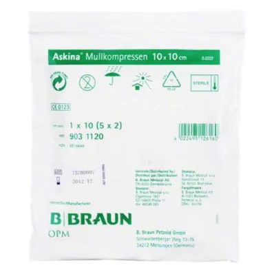 ASKINA Sidekompressid 10x10 cm steriilsed, 5X2 tk ASKINA Sidekompressid 10x10 cm steriilsed, 5X2 tk