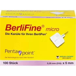 BERLIFINE mikrokanüülid 0,25x5 mm, 100 tk