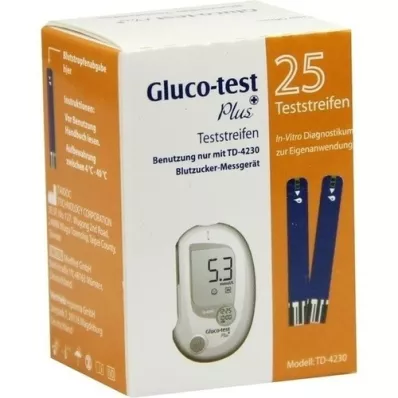 GLUCO TEST Plus veresuhkru testribad, 25 tk