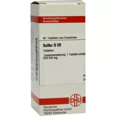 SULFUR D 20 tabletti, 80 tk SULFUR D 20 tabletti, 80 tk