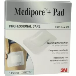 MEDIPORE+Pad 3M 5x7.2cm 3562NP Kips, 5 tk