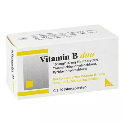Vitamin B Duo õhukese polümeerikattega tabletid, 20 tk Vitamin B Duo õhukese polümeerikattega tabletid, 20 tk