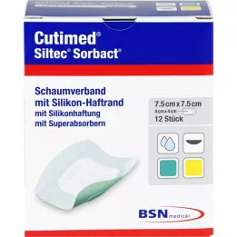 CUTIMED Siltec Sorbact PU-Side 7,5x7,5 cm, 12 tk