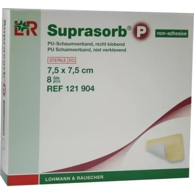 SUPRASORB P PU-Foam v.mittekleepuv 7,5x7,5 cm, 8 tk