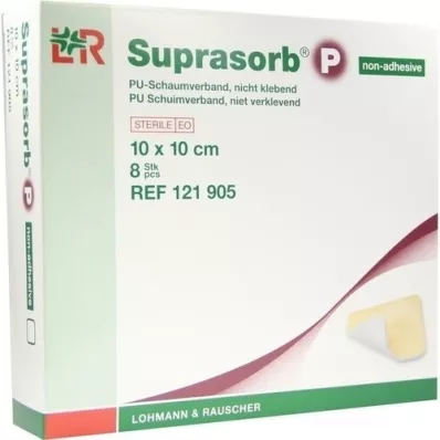 SUPRASORB P PU-Foam v. mittekleepuv 10x10 cm, 8 tk