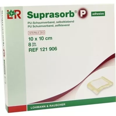 SUPRASORB P PU-Foam v. isekleepuv 10x10 cm, 8 tk