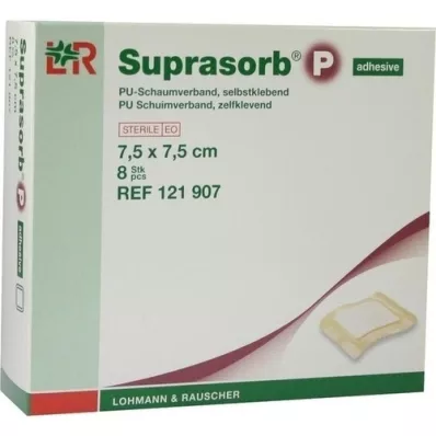 SUPRASORB P PU-Foam v.isekleepuv 7,5x7,5 cm, 8 tk