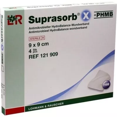 SUPRASORB X+PHMB HydroBalance haavasidemed 9x9 cm, 4 tk