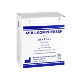 MULLKOMPRESSEN 10x10 cm steriilne 8x BW, 25X2 tk