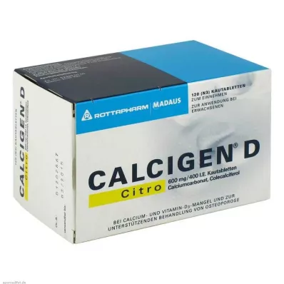 Calcigen D Citro 600 mg / 400 RÜ närimistabletid, 120 tk