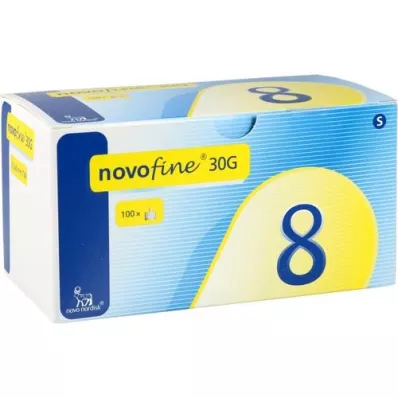 NOVOFINE 8 kanüüli 0,30x8 mm 30 G õhukese seinaga, 100 tk