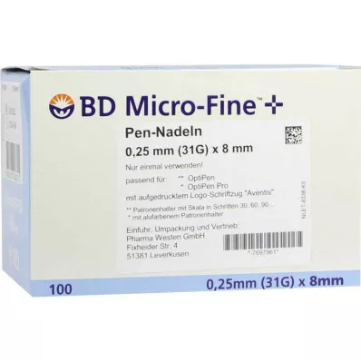 BD Micro-Fine + 8 nõela 0,25x8 mm, 100 tk BD Micro-Fine + 8 nõela 0,25x8 mm, 100 tk