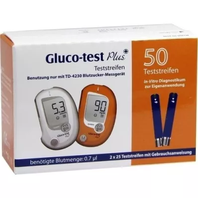 GLUCO TEST Plus veresuhkru testribad, 50 tk