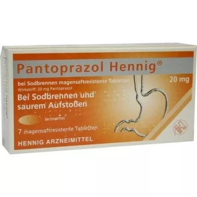 PANTOPRAZOL Hennig b.Sodbrennen 20 mg msr.Tabl., 7 tk