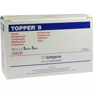 Topper 8 kompress steriilne 5x5cm, 60X2 tk