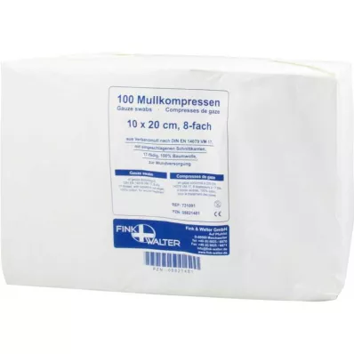 MULLKOMPRESSEN 10x20 cm mittesteriilne 8x, 100 tk