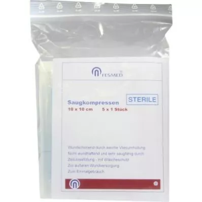 SAUGKOMPRESSEN steriilne 10x10 cm, 5X1 tk